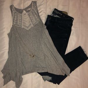 Grey Racerback American Eagle Tank Top